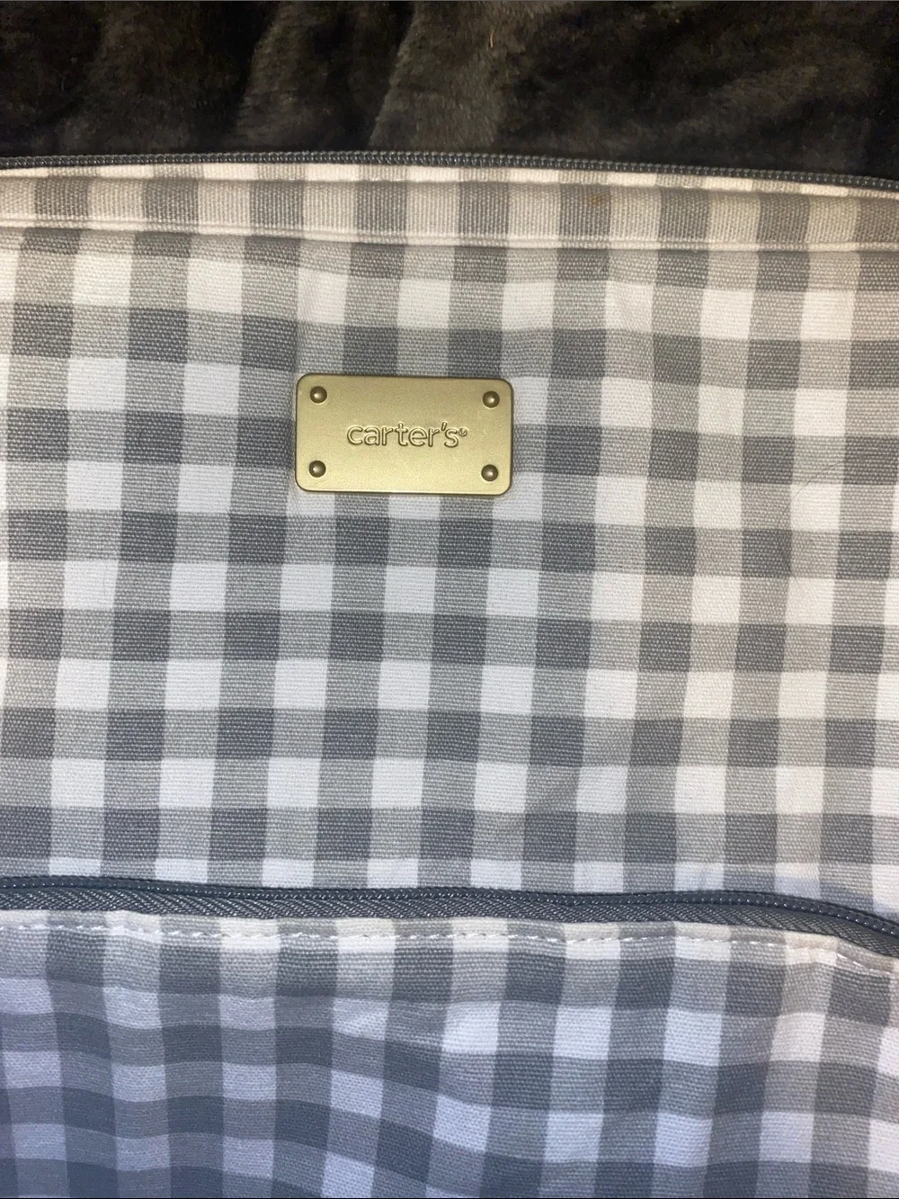 Carter's Gray and White Gingham Diaper Backpack